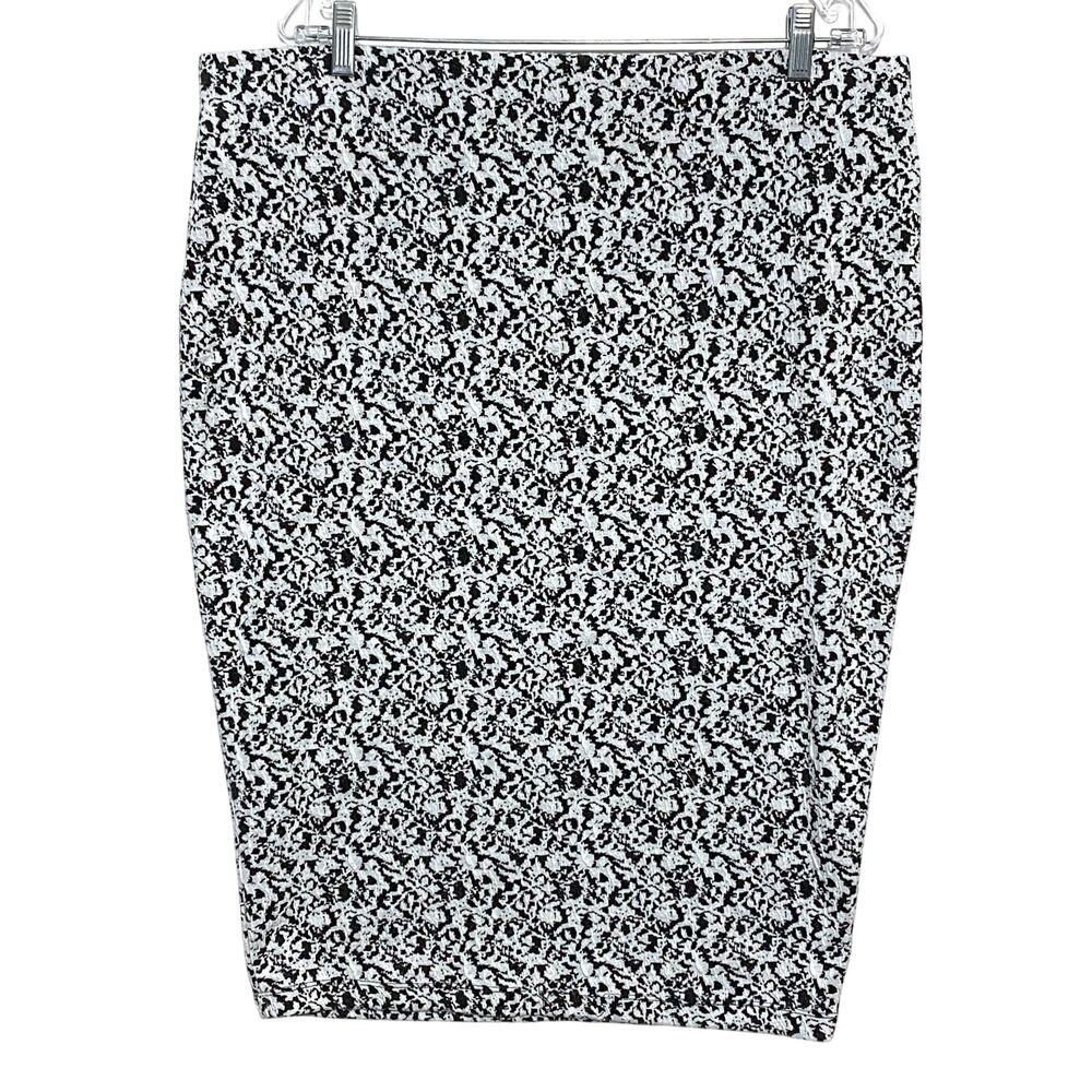Work Midi Pencil Skirt Women 2X Black White Stretch Career Business Professional